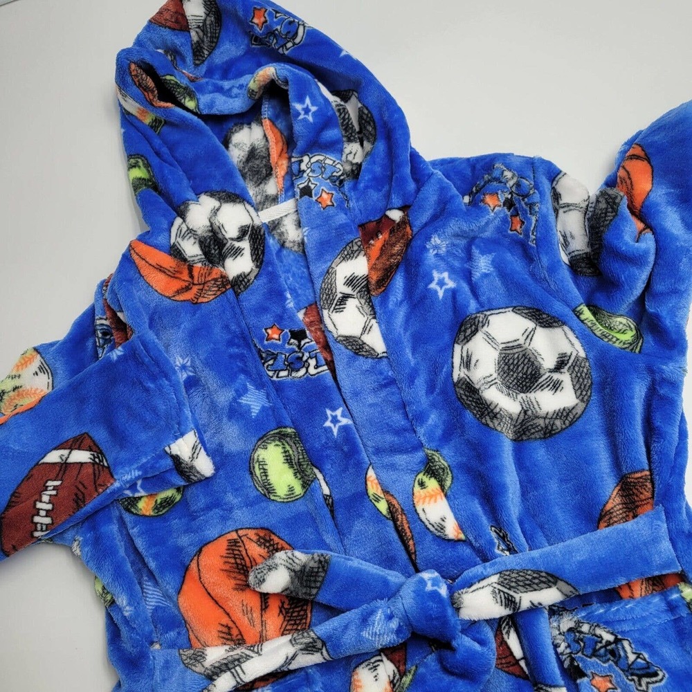 Komar Kids Big Boys S Small Blue Fleece All Sport Hooded‎ Robe